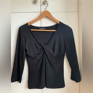Chic Black Twist Front Blouse